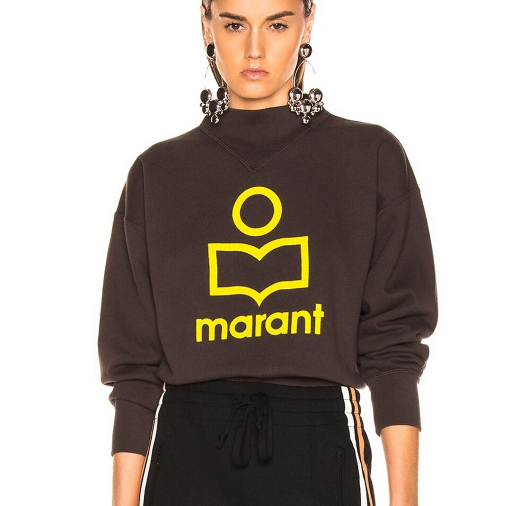 Women’s Isabel Marant  Mock neck Logo Sweatshirt Faded Black/Yellow Small /36